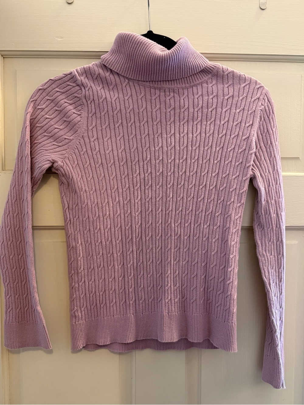 Talbots Lilac Cable Knit Turtleneck Sweater